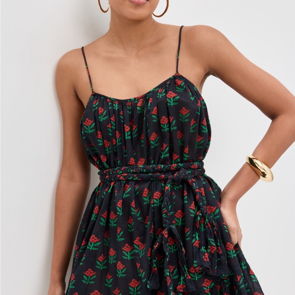 NWT RHODE Nala Black and Red Floral Dress XS